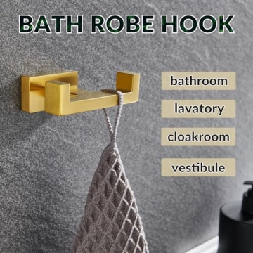 APLusee Double Robe Towel Hook in Luxurious Gold Style
