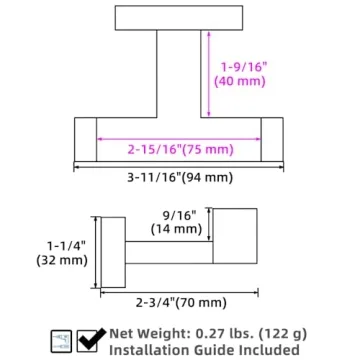 APLusee Double Robe Towel Hook in Luxurious Gold Style