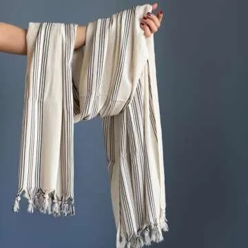 Taste of Trends Natura Turkish Peshtemal Towel - Luxury Ecofriendly 70% Raw Cotton 30% Linen Blend ?...