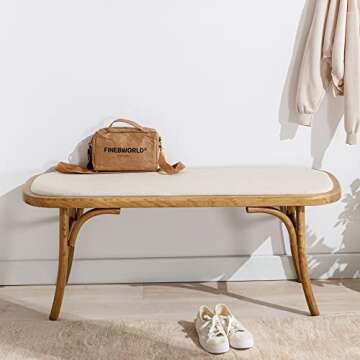 DM Furniture Farmhouse Wood Bench Small Entry Way Bench Seat Narrow Dining Bench Bed End Indoor Bench for Living Room Foyer Indoor, Uphostered Bench