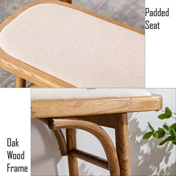 DM Furniture Farmhouse Wood Bench Small Entry Way Bench Seat Narrow Dining Bench Bed End Indoor Bench for Living Room Foyer Indoor, Uphostered Bench