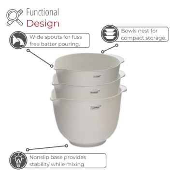 husMait Nesting Melamine Mixing Bowls - 3 PC Set