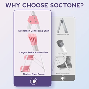 SocTone 3 Step Ladder for Safe and Easy Reaching