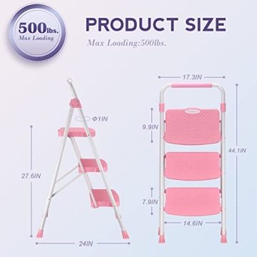 SocTone 3 Step Ladder for Safe and Easy Reaching