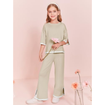 Haloumoning Girls Two Piece Summer Outfit Set for Kids