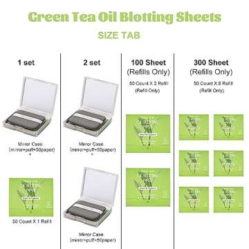 TEADZ sss81 Green Tea Oil Blotting Sheets with Compact