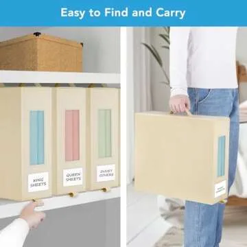 Large Bed Sheet Organizers with Clear Windows and Handles
