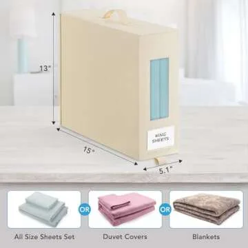 Large Bed Sheet Organizers with Clear Windows and Handles