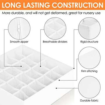 12 Pack Drawer Organizers for Clothing, 116 Large Compartments Fabric Dresser Closet Organizers and Storage Bins for Baby Clothing, Women Men Underwear Socks, Bra, Ties, College Dorm Room Essentials