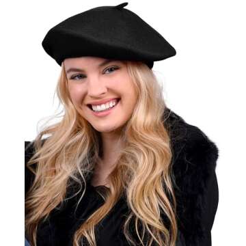 Stylish Parquet Wool Beret - Classic French Elegance