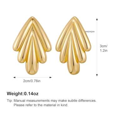 MUYAN Gold Ribbed Vintage Stud Earrings for Women