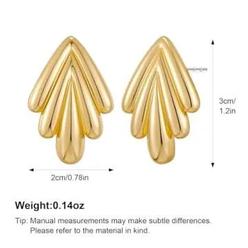 MUYAN Gold Ribbed Vintage Stud Earrings for Women