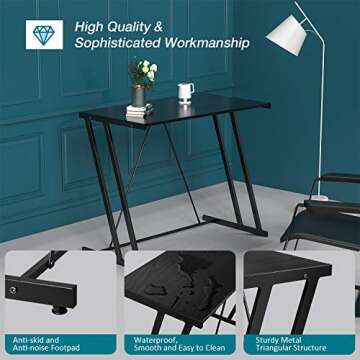 Computer Desk Mehoom Study Desk for Home Office, Writing Desk for Small Space Office, Modern Simple ...