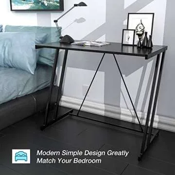 Computer Desk Mehoom Study Desk for Home Office, Writing Desk for Small Space Office, Modern Simple Design Laptop Desk, Small Computer Table, 35.4" Black Corner Desk