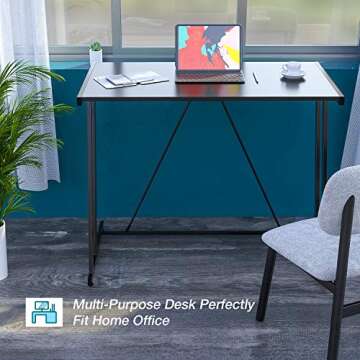 Computer Desk Mehoom Study Desk for Home Office, Writing Desk for Small Space Office, Modern Simple Design Laptop Desk, Small Computer Table, 35.4" Black Corner Desk