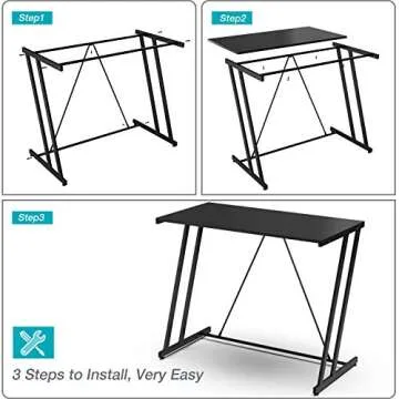 Computer Desk Mehoom Study Desk for Home Office, Writing Desk for Small Space Office, Modern Simple Design Laptop Desk, Small Computer Table, 35.4" Black Corner Desk