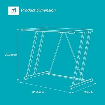Computer Desk Mehoom Study Desk for Home Office, Writing Desk for Small Space Office, Modern Simple Design Laptop Desk, Small Computer Table, 35.4" Black Corner Desk