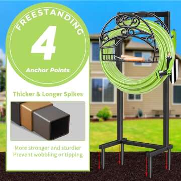 TomCare Heavy Duty Garden Hose Holder with Storage Basket