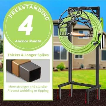 TomCare Heavy Duty Garden Hose Holder with Storage Basket