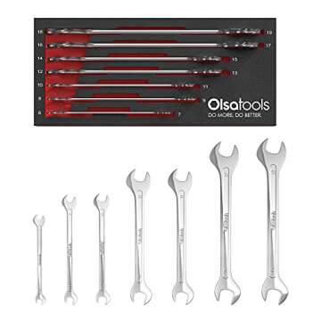 Olsa Tools Super-Thin Open End Wrench Set, Metric, Professional Grade, 7-Piece, Including 6mm to 19m...
