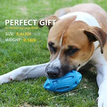 EASTBLUE Squeaky Dog Toys for Aggressive Chewers: Rubber Puppy Chew Ball with Squeaker, almost Indestructible and Durable Pet Toy for Medium and Large Breed