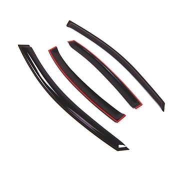 Tuningpros WD2-645 Dark Smoke 4 Pcs Set Window Visor (Outside Mount) Deflector Rain Guard Compatible...