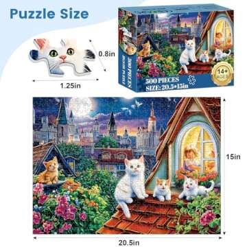 500 Piece Cat Puzzles for Adults, Funny Kitten Jigsaw Puzzles, Animals Puzzles 500 Pieces, Birthday ...