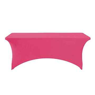 Hezuzo Spandex Table Cover for 6Ft Table Universal Fitted Stretch Tablecloth for Party, Banquet, Wedding and Events-Hot Pink