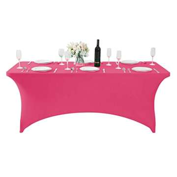 Hezuzo Spandex Table Cover for 6Ft Table Universal Fitted Stretch Tablecloth for Party, Banquet, Wedding and Events-Hot Pink