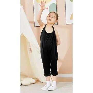Darkyazi Baby Summer Jumpsuits for Girls Kids Cute Backless Harem Strap Romper Jumpsuit Toddler Pants Size 2-8Y (4T, Black)