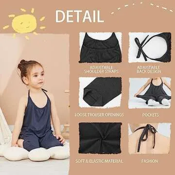 Darkyazi Baby Summer Jumpsuits for Girls Kids Cute Backless Harem Strap Romper Jumpsuit Toddler Pants Size 2-8Y (4T, Black)