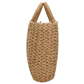 YYW Straw Bag for Women Large Woven Bag Round Handle Ring Tote Retro Purse Hobo Summer Beach Rattan ...