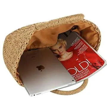 YYW Stylish Large Straw Bag for Women Summer Beach