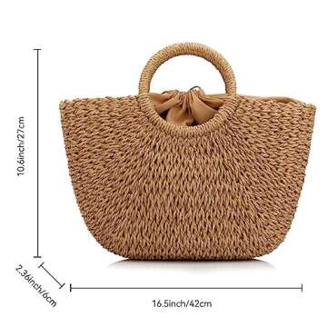 YYW Stylish Large Straw Bag for Women Summer Beach