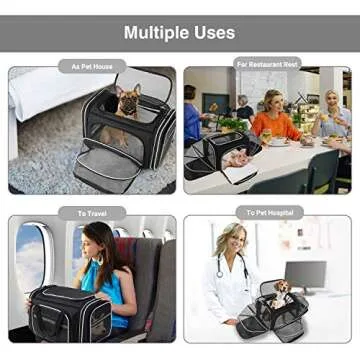 MASKEYON Airline Approved Expandable Pet Carrier with Mesh Pockets, Shoulder Strap, Washable Pads - For 2 Cats, Kittens, Puppies, Dogs