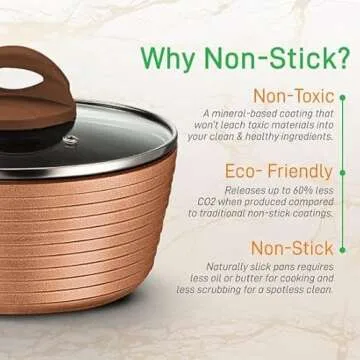 NutriChef 12-Piece Nonstick Cookware Set - Elegant & Induction Ready