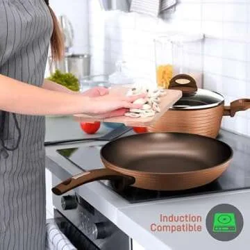 NutriChef 12-Piece Nonstick Cookware Set - Elegant & Induction Ready