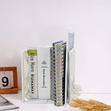 YEXEXINM Boho Macrame Bookends for Stylish Organization