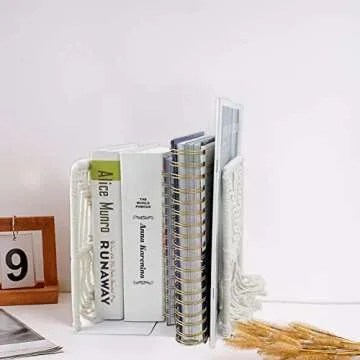 YEXEXINM Boho Macrame Bookends for Stylish Organization