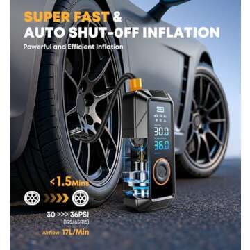 Portable 160PSI Tire Inflator - Fast, Cordless Air Pump