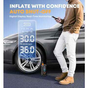 Portable 160PSI Tire Inflator - Fast, Cordless Air Pump