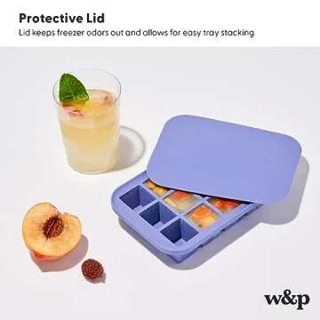 W&P Peak Silicone Everyday Ice Tray w/ Protective Lid | Speckled Pink | Easy to Remove Ice Cubes | Food Grade Premium Silicone | Dishwasher Safe, BPA Free