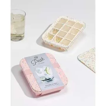 W&P Peak Silicone Everyday Ice Tray w/ Protective Lid | Speckled Pink | Easy to Remove Ice Cubes | Food Grade Premium Silicone | Dishwasher Safe, BPA Free
