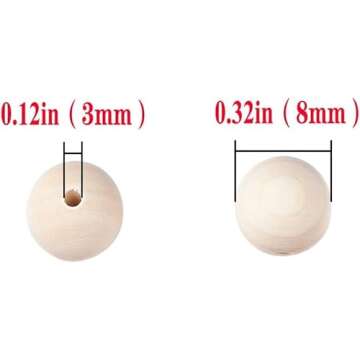 hesmartly 300Pcs 8mm Wood Beads Round Wooden Spacer Beads Unfinished Natural Wood Loose Beads