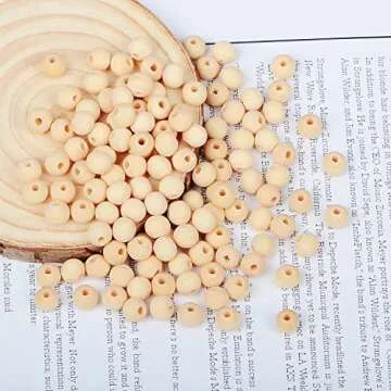 hesmartly 300Pcs 8mm Wood Beads Round Wooden Spacer Beads Unfinished Natural Wood Loose Beads