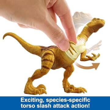 Mattel Jurassic World Strike Attack Dinosaur Toy with Single-Strike Action & Movable Joints, Velocir...