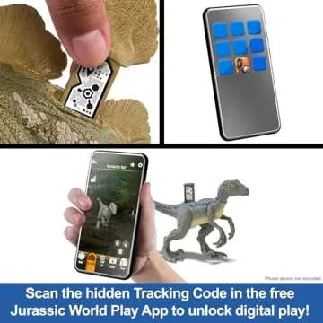 Mattel Jurassic World Strike Attack Dinosaur Toy with Single-Strike Action & Movable Joints, Velociraptor Action Figure Includes Digital Play