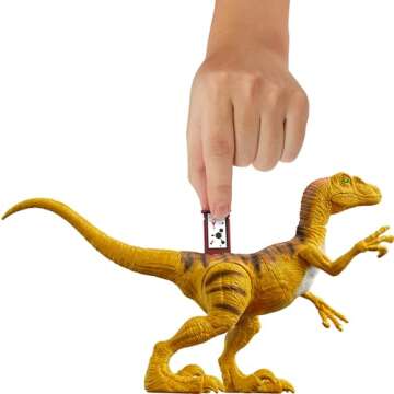 Mattel Jurassic World Strike Attack Dinosaur Toy with Single-Strike Action & Movable Joints, Velociraptor Action Figure Includes Digital Play