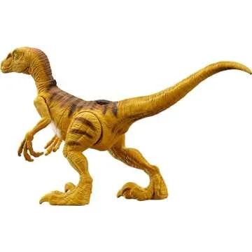 Mattel Jurassic World Strike Attack Dinosaur Toy with Single-Strike Action & Movable Joints, Velociraptor Action Figure Includes Digital Play