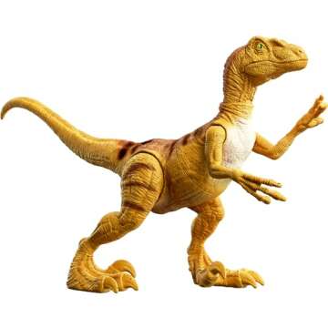 Mattel Jurassic World Strike Attack Dinosaur Toy with Single-Strike Action & Movable Joints, Velociraptor Action Figure Includes Digital Play